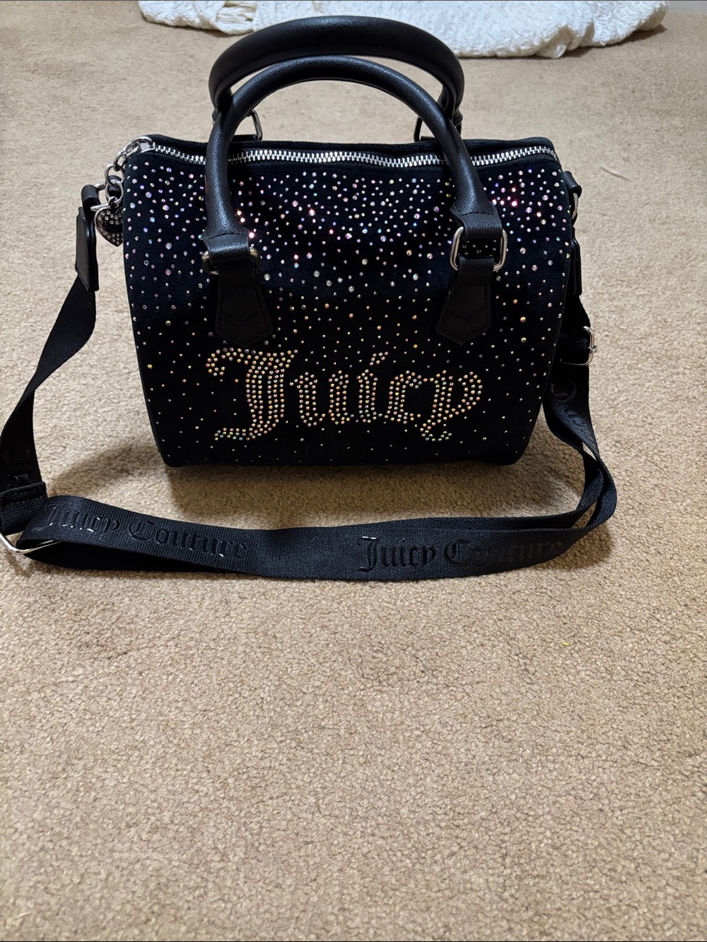 Rare find Juicy Couture Black Rhinestone Juicy Logo Satchel